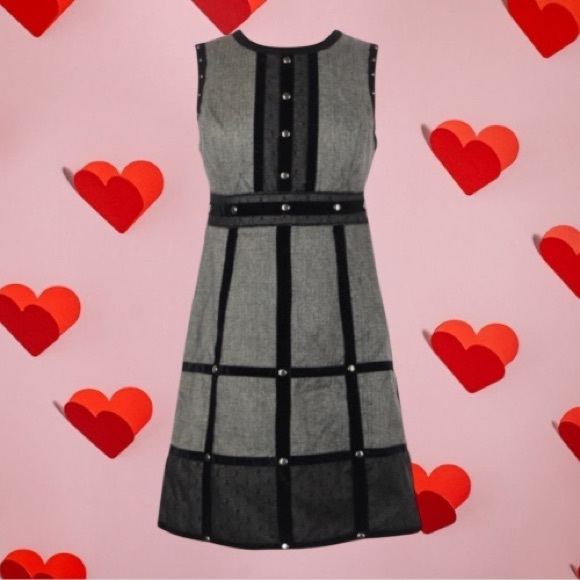 Anna Sui Dresses & Skirts - Anna Sui for Target Black & Grey Herringbone Studded Cage Mini Dress Size 13